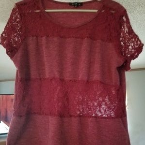 Maroon lace mesh blouse